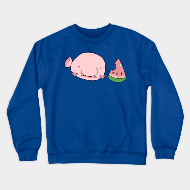 Blobfish Eating Watermelon Crewneck Sweatshirt by saradaboru